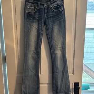 Miss Me Boot Cut Bling Fleur De Lis Jeans
